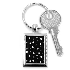 Pattern Skull Stars Halloween Gothic on black background Key Chains (Rectangle) 