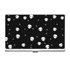 Pattern Skull Stars Halloween Gothic On Black Background Business Card Holder by genx