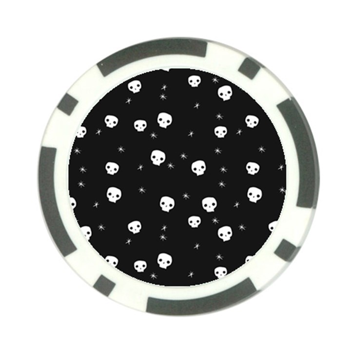 Pattern Skull Stars Halloween Gothic on black background Poker Chip Card Guard