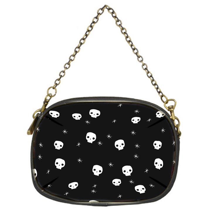 Pattern Skull Stars Halloween Gothic on black background Chain Purse (One Side)