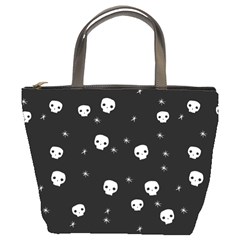 Pattern Skull Stars Halloween Gothic on black background Bucket Bag