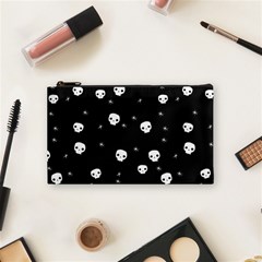 Pattern Skull Stars Halloween Gothic on black background Cosmetic Bag (Small)