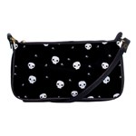 Pattern Skull Stars Halloween Gothic on black background Shoulder Clutch Bag Front