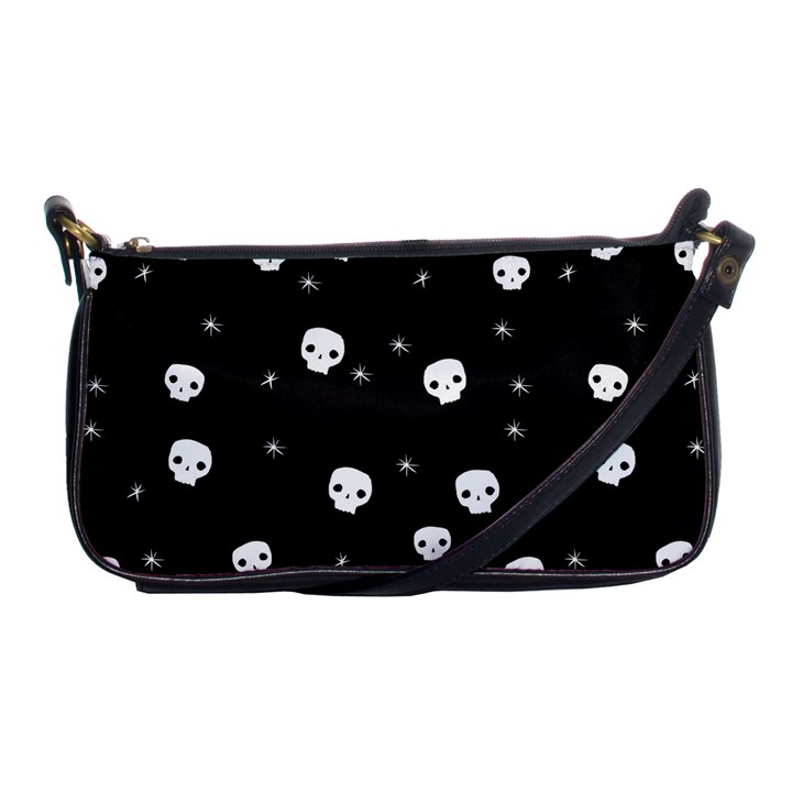 Pattern Skull Stars Halloween Gothic on black background Shoulder Clutch Bag