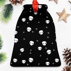 Pattern Skull Stars Halloween Gothic On Black Background Bell Ornament (two Sides) by genx