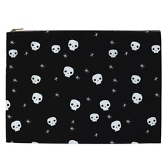 Pattern Skull Stars Halloween Gothic on black background Cosmetic Bag (XXL)