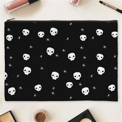 Pattern Skull Stars Halloween Gothic on black background Cosmetic Bag (XXXL)