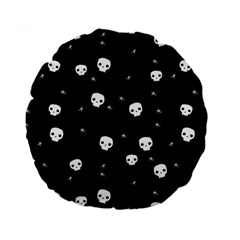 Pattern Skull Stars Halloween Gothic On Black Background Standard 15  Premium Round Cushions by genx