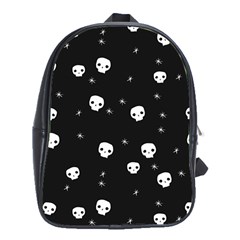 Pattern Skull Stars Halloween Gothic On Black Background School Bag (xl) by genx