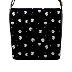 Pattern Skull Stars Halloween Gothic On Black Background Flap Closure Messenger Bag (l) by genx