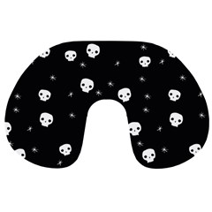 Pattern Skull Stars Halloween Gothic On Black Background Travel Neck Pillows by genx