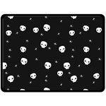 Pattern Skull Stars Halloween Gothic on black background Double Sided Fleece Blanket (Large)  80 x60  Blanket Front