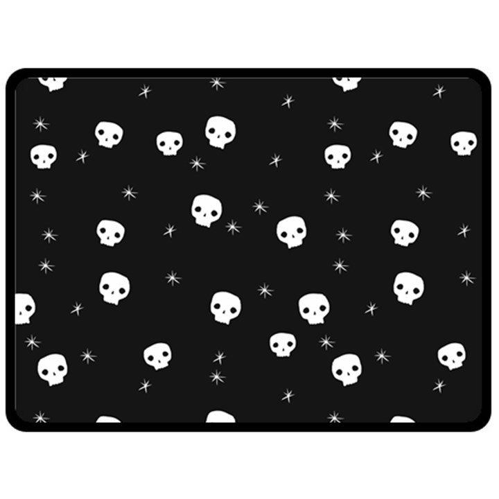 Pattern Skull Stars Halloween Gothic on black background Double Sided Fleece Blanket (Large) 