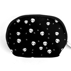 Pattern Skull Stars Halloween Gothic on black background Accessory Pouch (Medium)