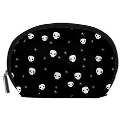 Pattern Skull Stars Halloween Gothic on black background Accessory Pouch (Large)