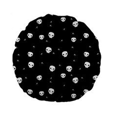 Pattern Skull Stars Halloween Gothic On Black Background Standard 15  Premium Flano Round Cushions by genx