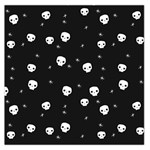 Pattern Skull Stars Halloween Gothic on black background Large Satin Scarf (Square) Front