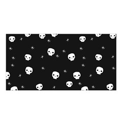 Pattern Skull Stars Halloween Gothic on black background Satin Shawl