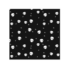 Pattern Skull Stars Halloween Gothic on black background Small Satin Scarf (Square)