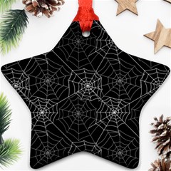 Pattern Spiderweb Halloween Gothic On Black Background Ornament (star) by genx