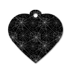 Pattern Spiderweb Halloween Gothic On Black Background Dog Tag Heart (two Sides) by genx