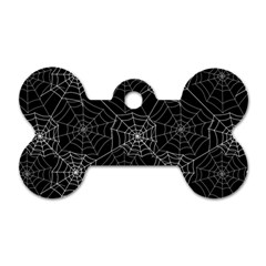 Pattern Spiderweb Halloween Gothic On Black Background Dog Tag Bone (one Side) by genx