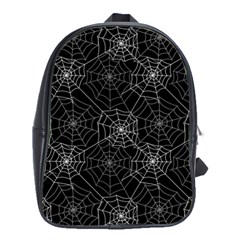 Pattern Spiderweb Halloween Gothic On Black Background School Bag (large) by genx