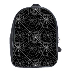 Pattern Spiderweb Halloween Gothic On Black Background School Bag (xl) by genx