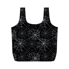 Pattern Spiderweb Halloween Gothic On Black Background Full Print Recycle Bag (m) by genx