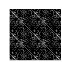 Pattern Spiderweb Halloween Gothic On Black Background Small Satin Scarf (square) by genx