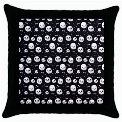 Pattern Skull Bones Halloween Gothic On Black Background Throw Pillow Case (black) by genx