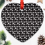 Pattern Skull Bones Halloween Gothic on black background Heart Ornament (Two Sides) Front