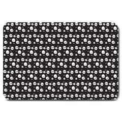 Pattern Skull Bones Halloween Gothic On Black Background Large Doormat  by genx