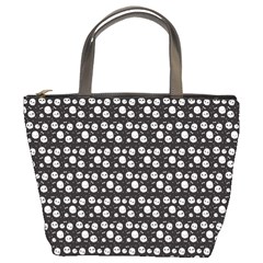 Pattern Skull Bones Halloween Gothic On Black Background Bucket Bag by genx