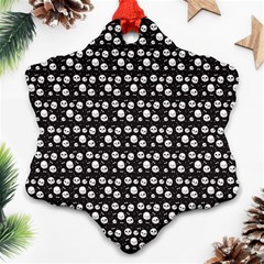 Pattern Skull Bones Halloween Gothic On Black Background Snowflake Ornament (two Sides) by genx