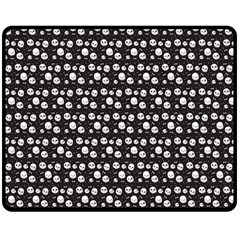 Pattern Skull Bones Halloween Gothic On Black Background Double Sided Fleece Blanket (medium)  by genx