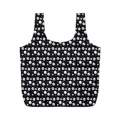 Pattern Skull Bones Halloween Gothic On Black Background Full Print Recycle Bag (m) by genx