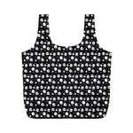 Pattern Skull Bones Halloween Gothic on black background Full Print Recycle Bag (M) Front