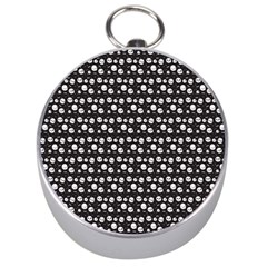 Pattern Skull Bones Halloween Gothic On Black Background Silver Compasses by genx