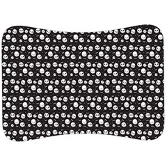 Pattern Skull Bones Halloween Gothic On Black Background Velour Seat Head Rest Cushion by genx