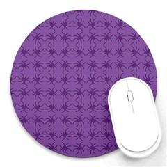 Pattern Spiders Purple And Black Halloween Gothic Modern Round Mousepads by genx