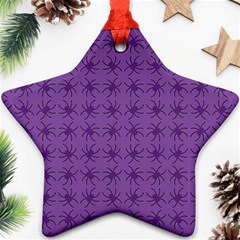 Pattern Spiders Purple And Black Halloween Gothic Modern Ornament (star) by genx