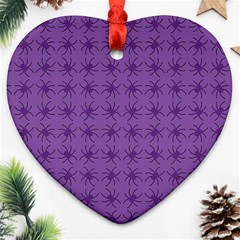 Pattern Spiders Purple And Black Halloween Gothic Modern Heart Ornament (two Sides) by genx