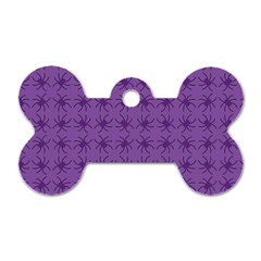 Pattern Spiders Purple And Black Halloween Gothic Modern Dog Tag Bone (one Side) by genx