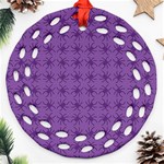 Pattern Spiders Purple and black Halloween Gothic Modern Ornament (Round Filigree) Front