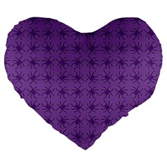 Pattern Spiders Purple And Black Halloween Gothic Modern Large 19  Premium Heart Shape Cushions by genx