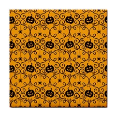 Pattern Pumpkin Spider Vintage Halloween Gothic Orange And Black Tile Coasters by genx