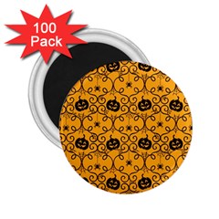 Pattern Pumpkin Spider Vintage Halloween Gothic Orange And Black 2 25  Magnets (100 Pack)  by genx