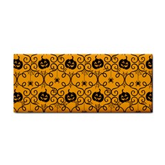 Pattern Pumpkin Spider Vintage Halloween Gothic Orange And Black Hand Towel by genx