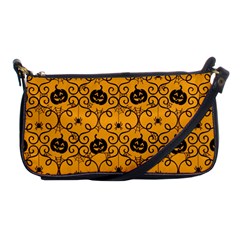 Pattern Pumpkin Spider Vintage Halloween Gothic Orange And Black Shoulder Clutch Bag by genx